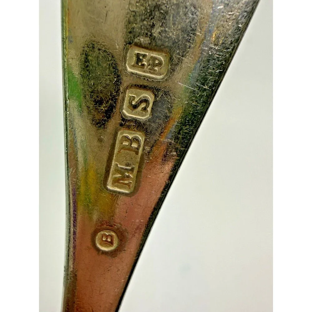 Antique MB S Electro Plated Table Dinner Fork Engraved Script Monogram M Vtg